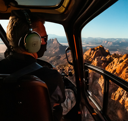 This amazing 100 mile tour circles the Zion National Park by helicopter including an extended through the rarely seen Canaan Mountain Wilderness Area